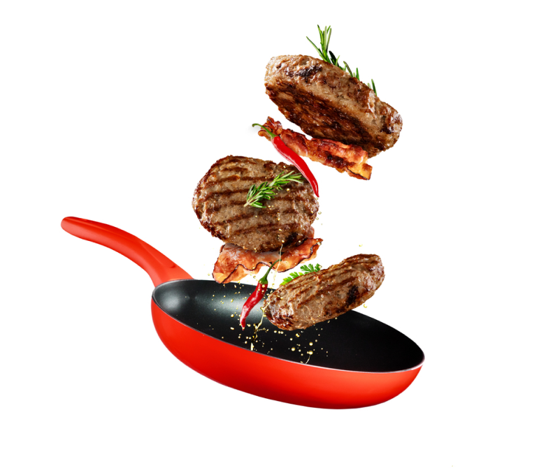 In this photo you can see the food is cooking on the pan